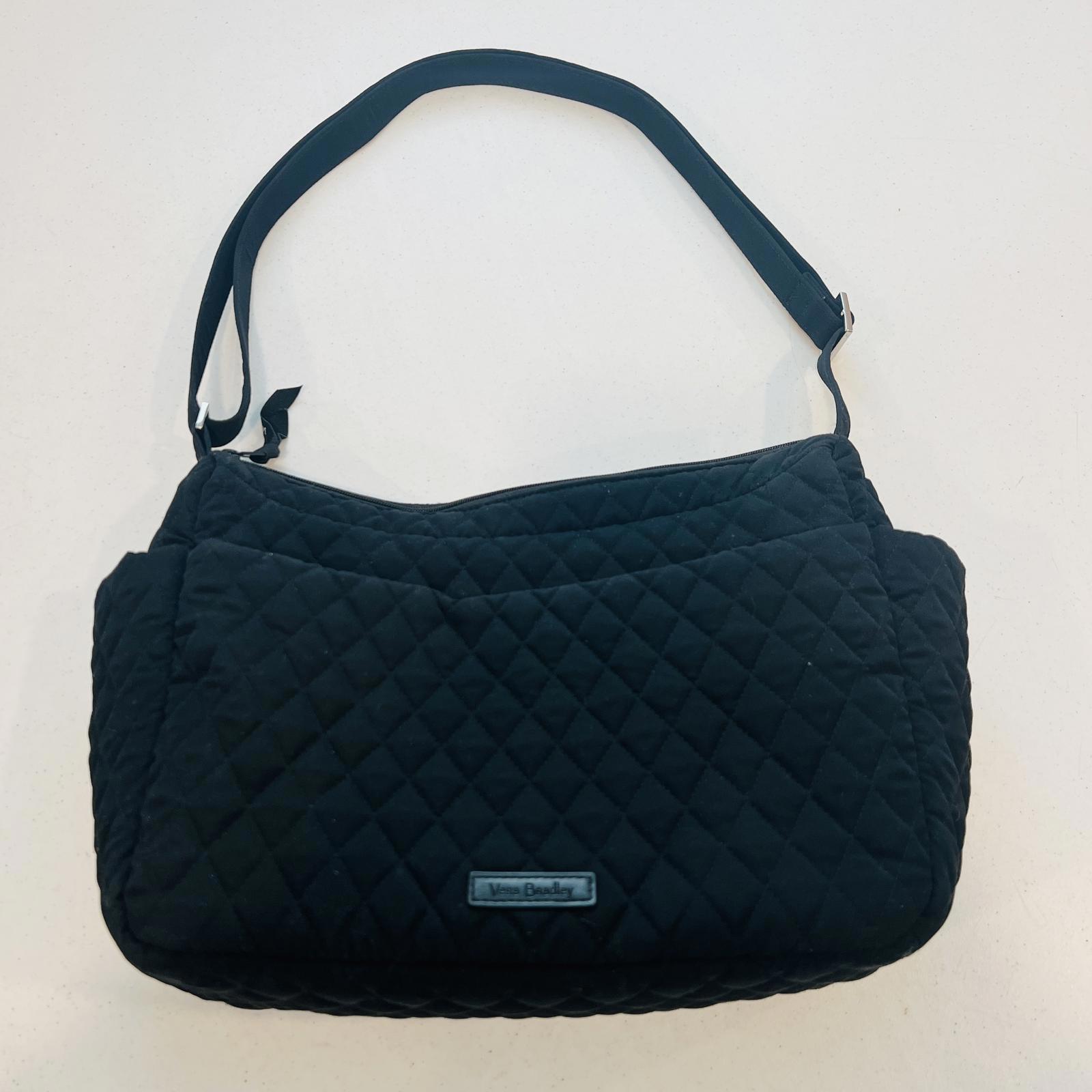 Vera Bradley Solid Black Glenna Quilted Shoulder Bag Purse Red Rose